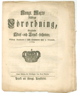 TheSwedish royal ordinance of 1766
