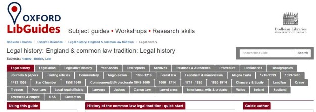 Screenprint online guide to the history of common law, Bodlieian Libraries