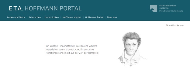 Startscreen E.T.A. Hoffmann portal, Staatsbibliothek zu Berlin