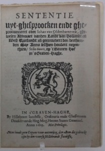 One of the early editions of the verdict on Oldenbarnevelt