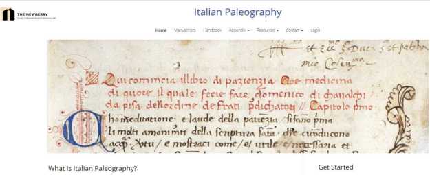Startscreen "Italian Palaeography