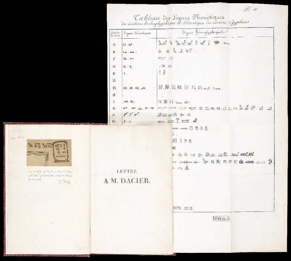 Champollion's manuscript and the first edition of the Lettre à M. Dacier, 1822