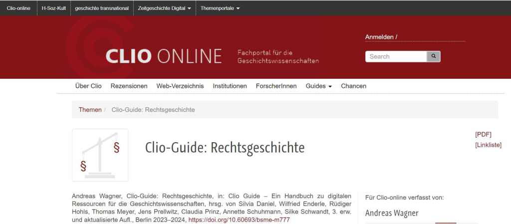 Banner Clio-Guide Rechtsgeschichte (screen print)